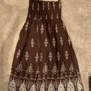 Brown and white summer dress